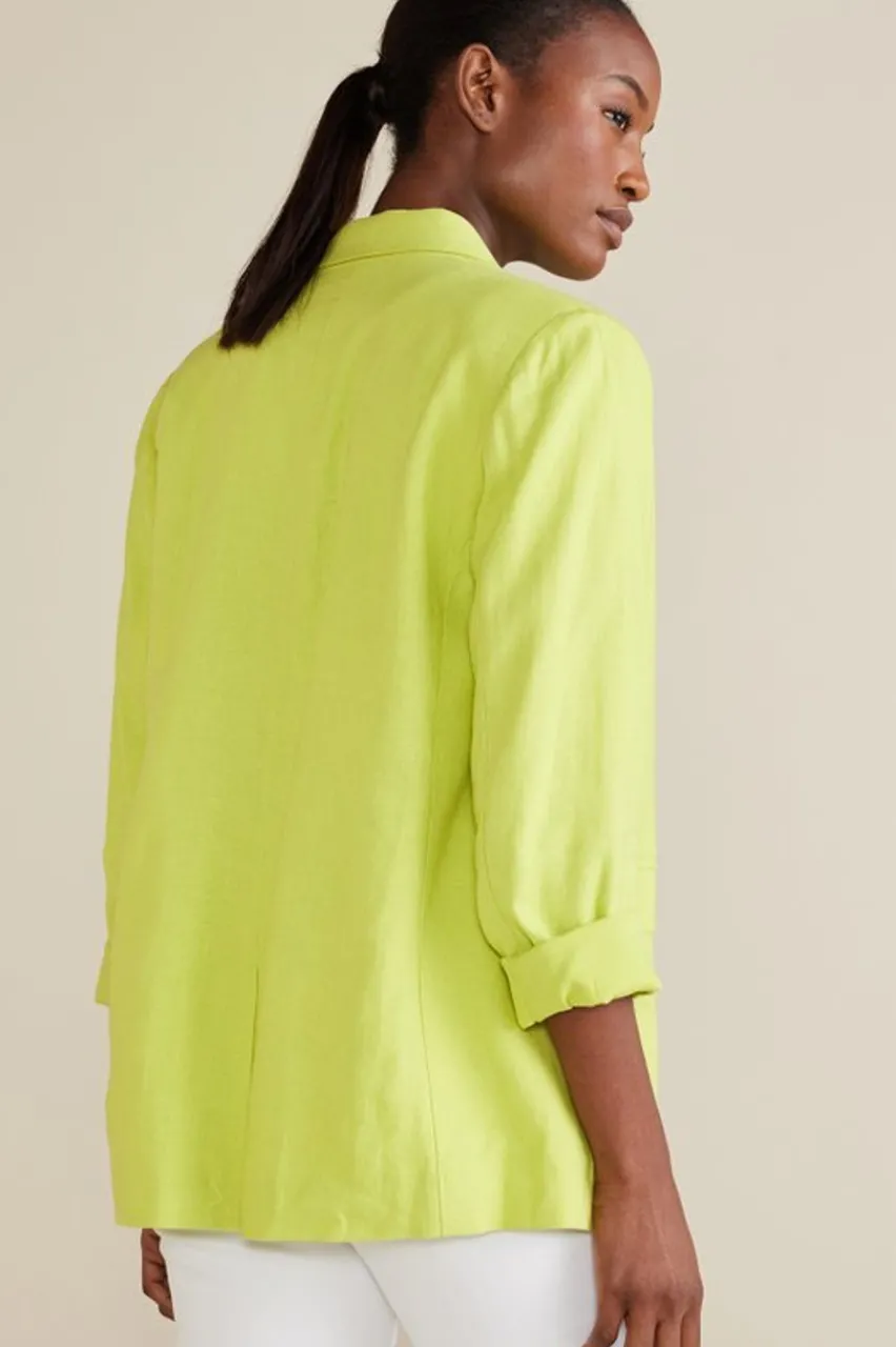 Soft Surroundings Portofino Linen Blend Boyfriend Blazer- Toppers|Dresses
