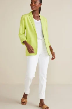 Soft Surroundings Portofino Linen Blend Boyfriend Blazer- Toppers|Dresses