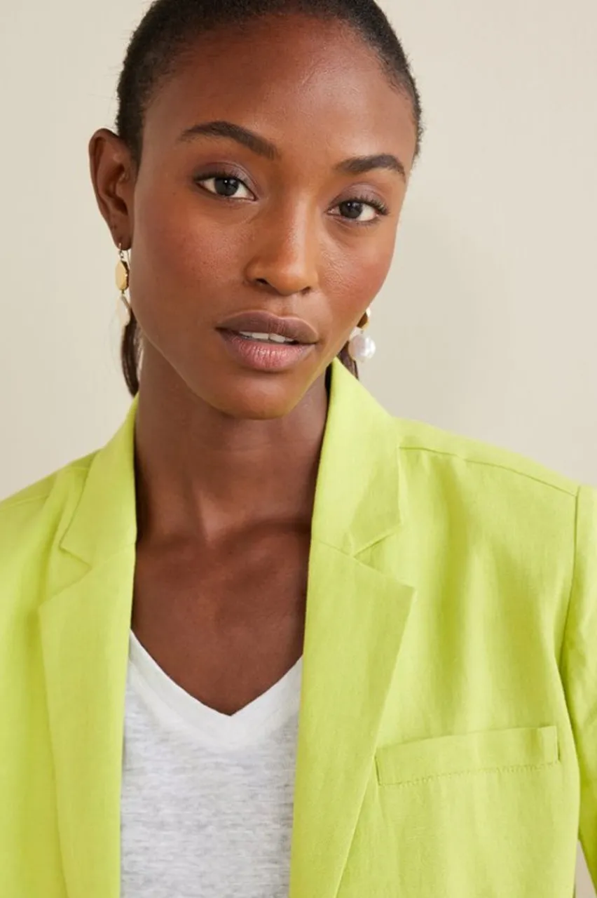 Soft Surroundings Portofino Linen Blend Boyfriend Blazer- Toppers|Dresses