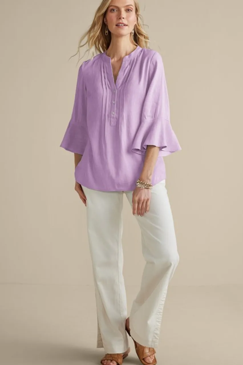 Soft Surroundings Raisa Linen Blend Top- Tops