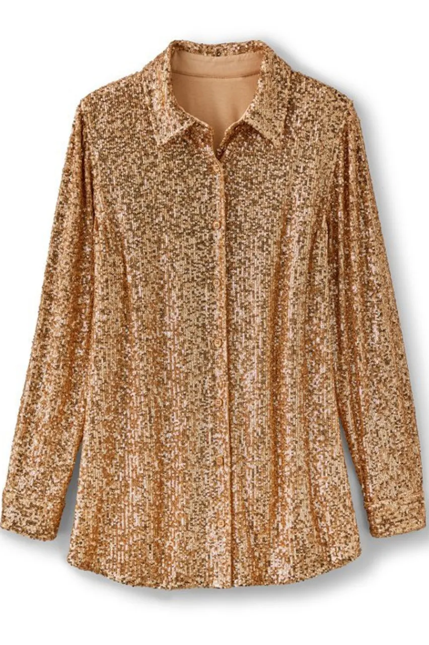 Soft Surroundings Sancerre Sequin Shirt- Tops