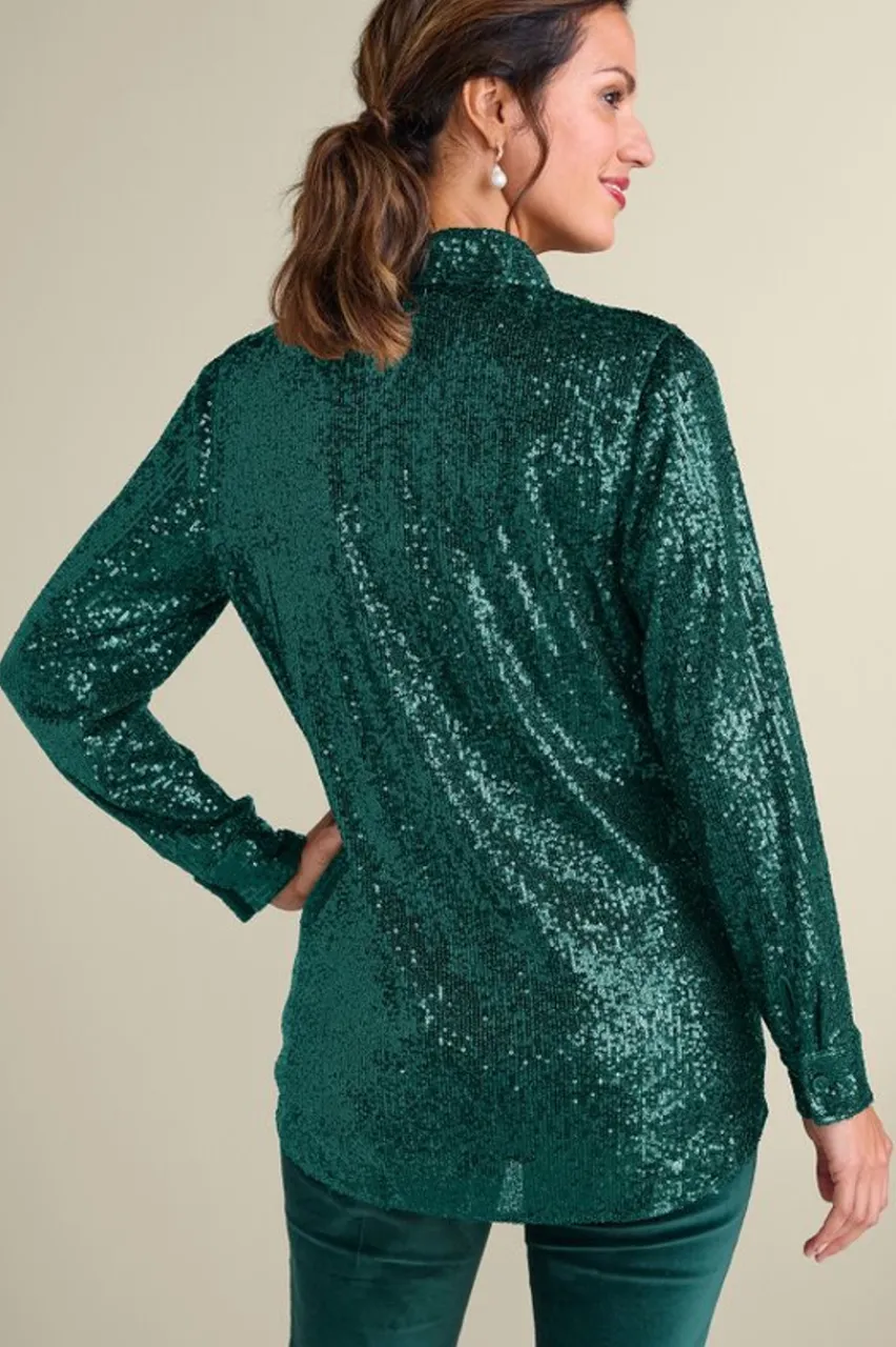 Soft Surroundings Sancerre Sequin Shirt- Tops