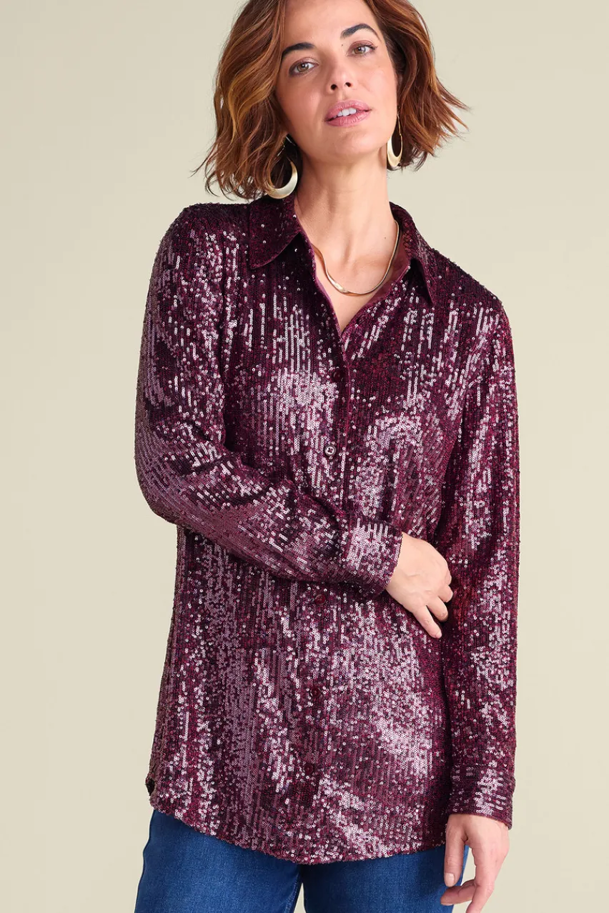 Soft Surroundings Sancerre Sequin Shirt- Tops