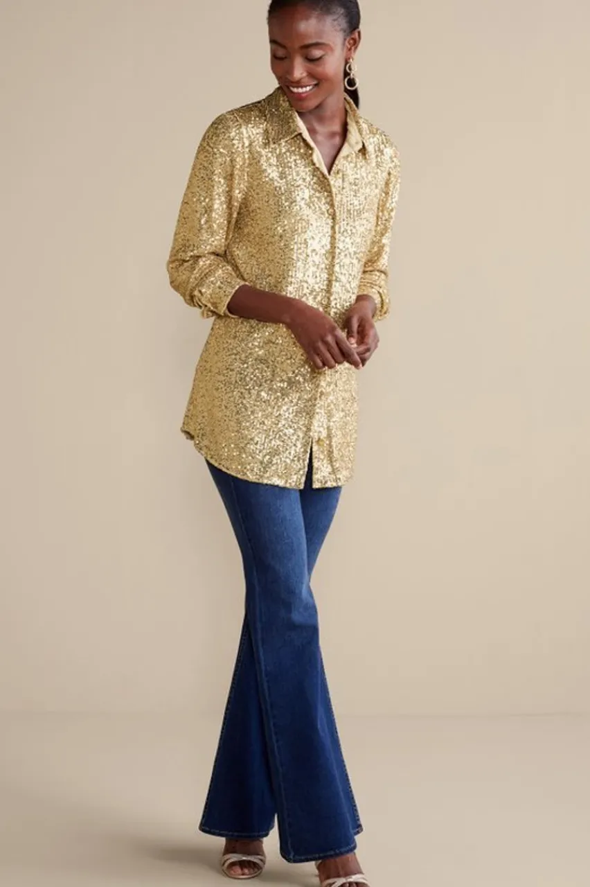 Soft Surroundings Sancerre Sequin Shirt- Tops