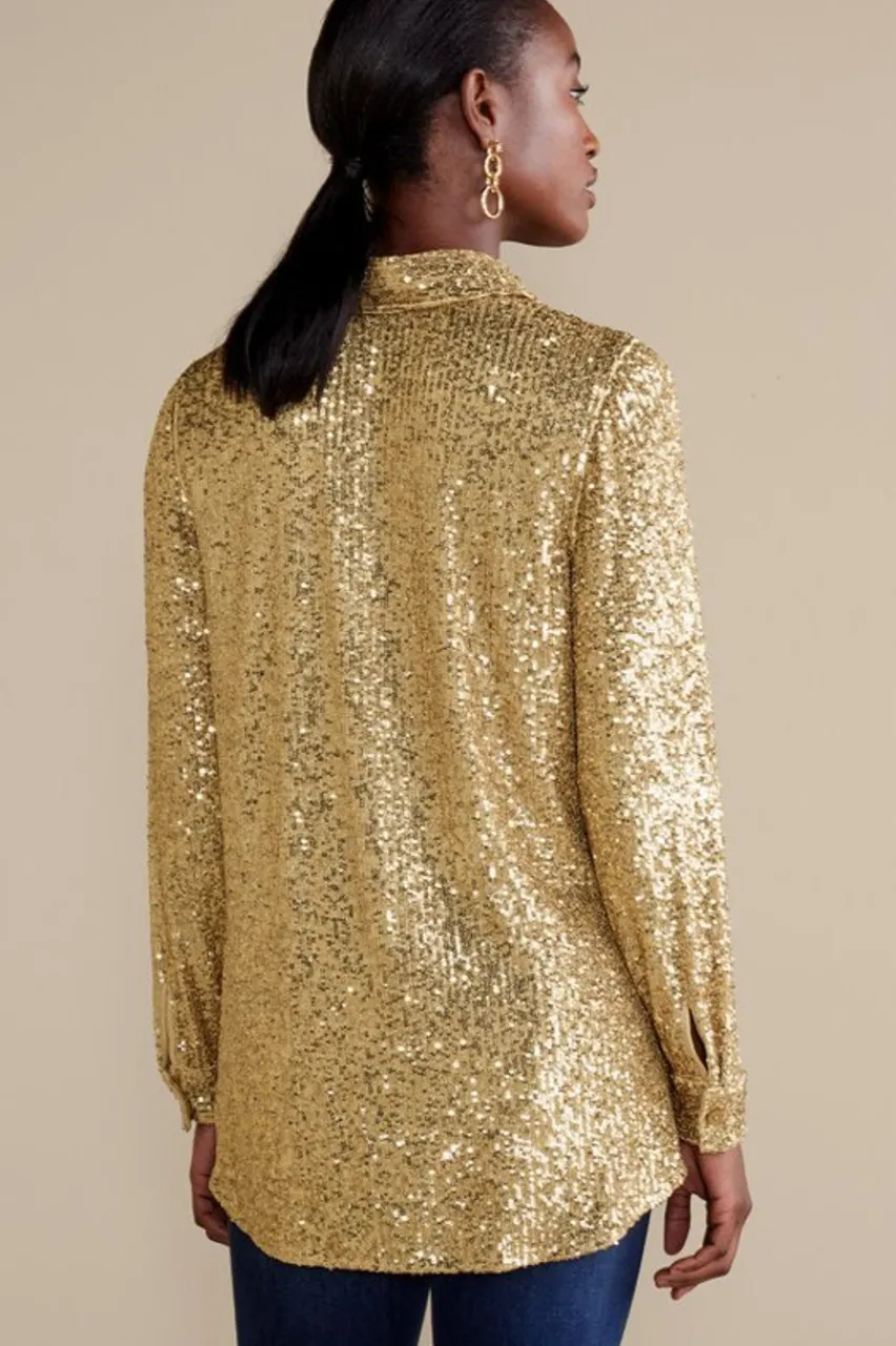 Soft Surroundings Sancerre Sequin Shirt- Tops