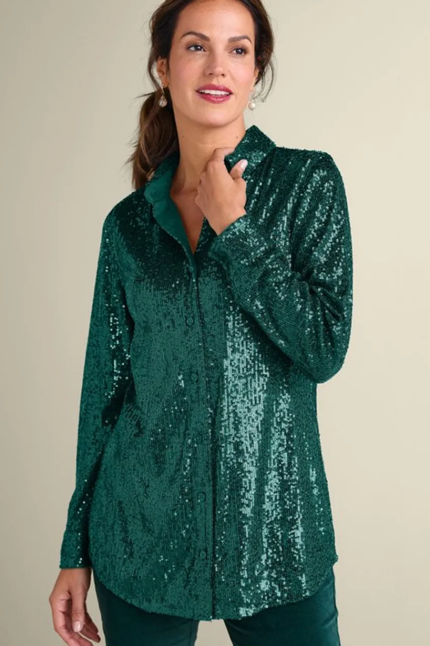 Soft Surroundings Sancerre Sequin Shirt- Tops