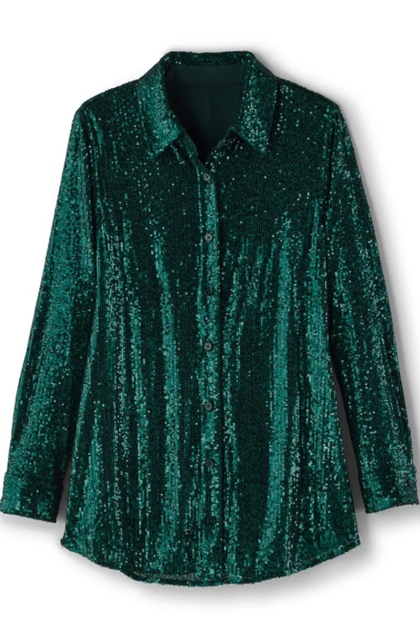 Soft Surroundings Sancerre Sequin Shirt- Tops