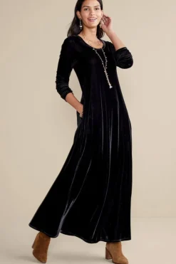 Soft Surroundings Santiago Stretch Velvet Dress- Dresses