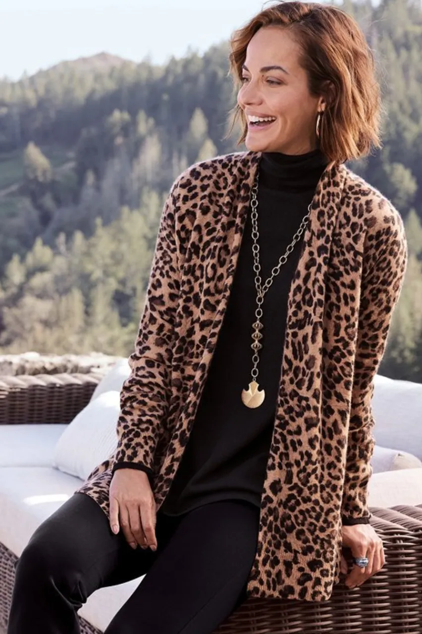 Soft Surroundings Sibyl Cashmere Printed Cardigan- Tops|Sweaters & Cardigans