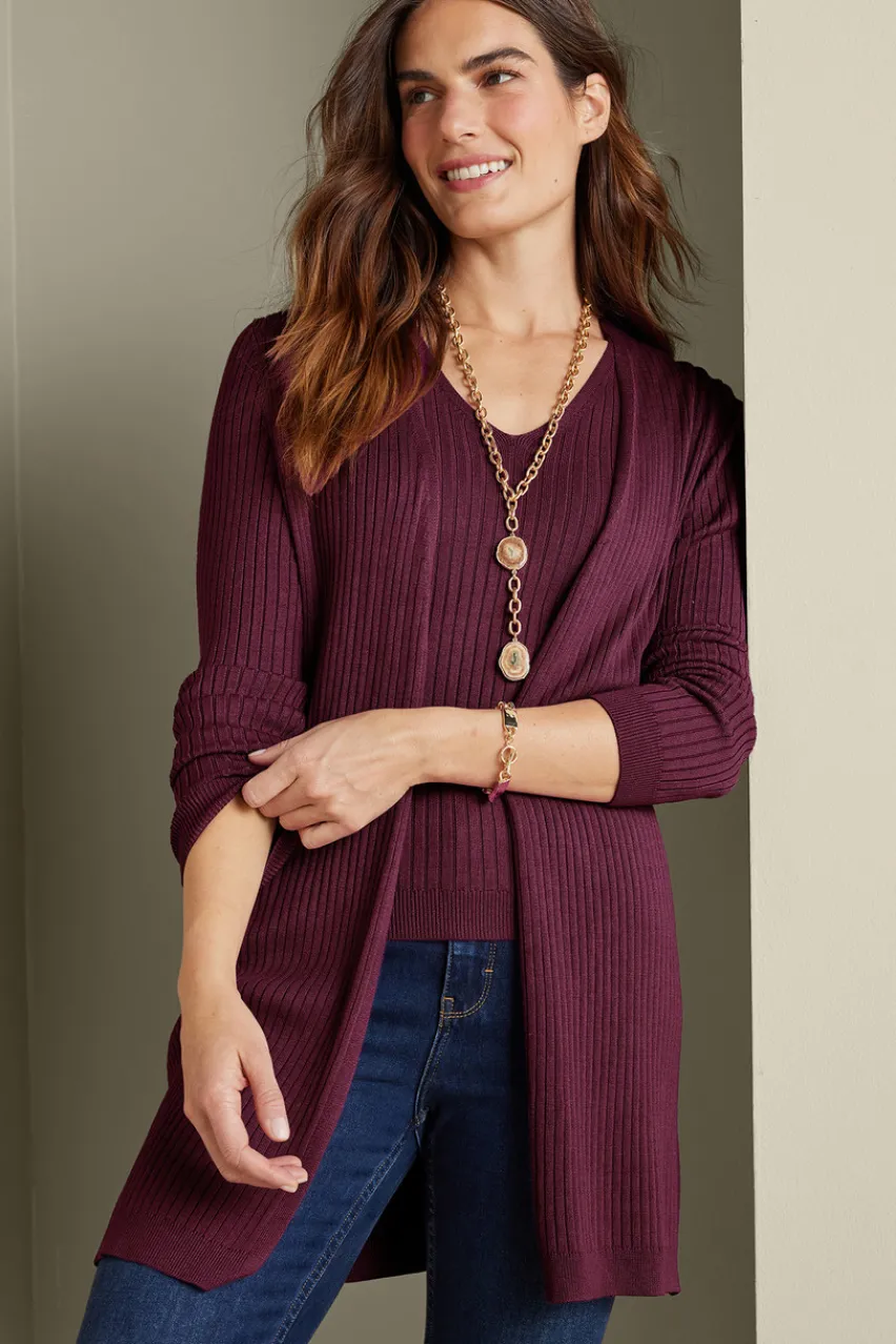 Soft Surroundings Soft Essential Ribbed Long Cardi- Tops|Sweaters & Cardigans