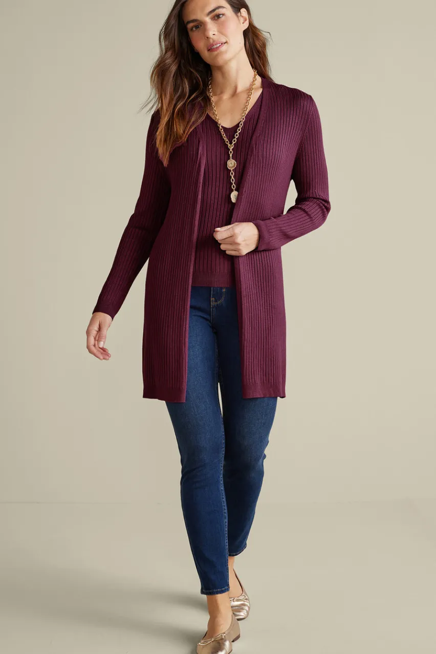 Soft Surroundings Soft Essential Ribbed Long Cardi- Tops|Sweaters & Cardigans