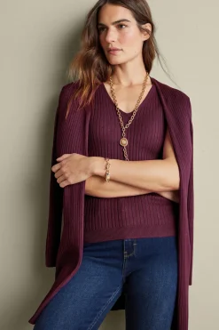Soft Surroundings Soft Essential Ribbed Long Cardi- Tops|Sweaters & Cardigans