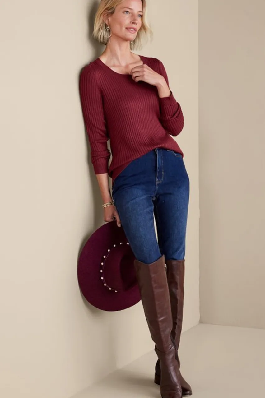 Soft Surroundings Soft Essential Ribbed Pullover Sweater- Tops|Sweaters & Cardigans