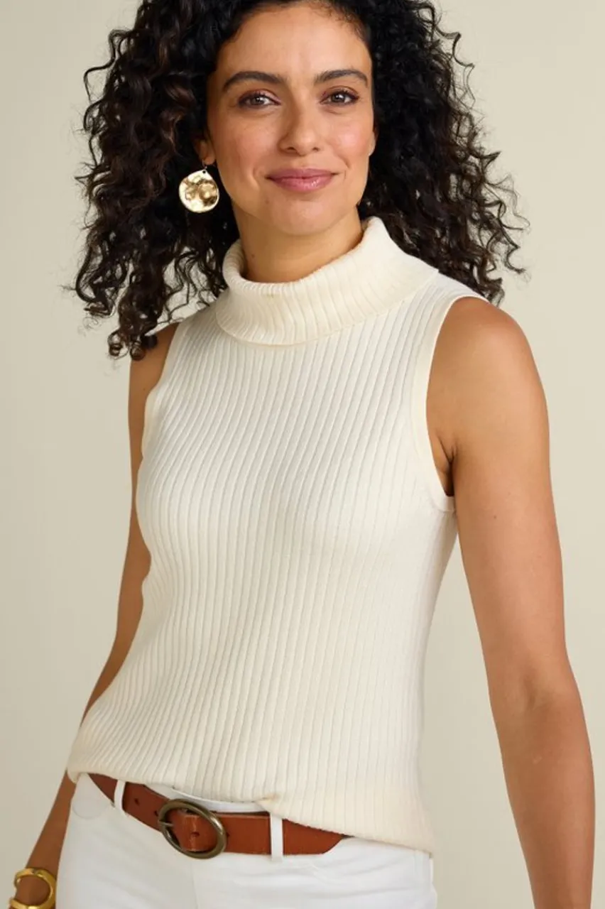 Soft Surroundings Soft Essential Ribbed Turtleneck Tank- Tops|Sweaters & Cardigans