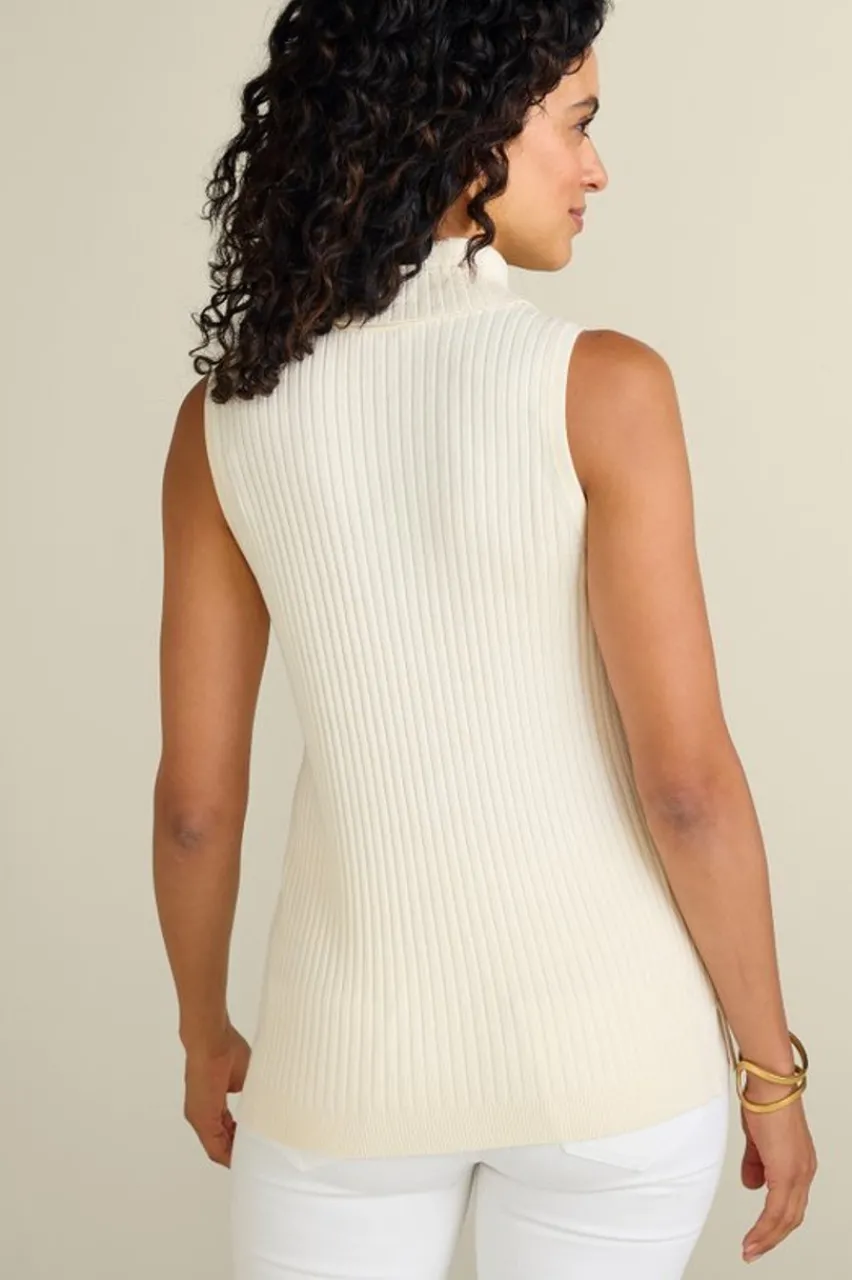Soft Surroundings Soft Essential Ribbed Turtleneck Tank- Tops|Sweaters & Cardigans