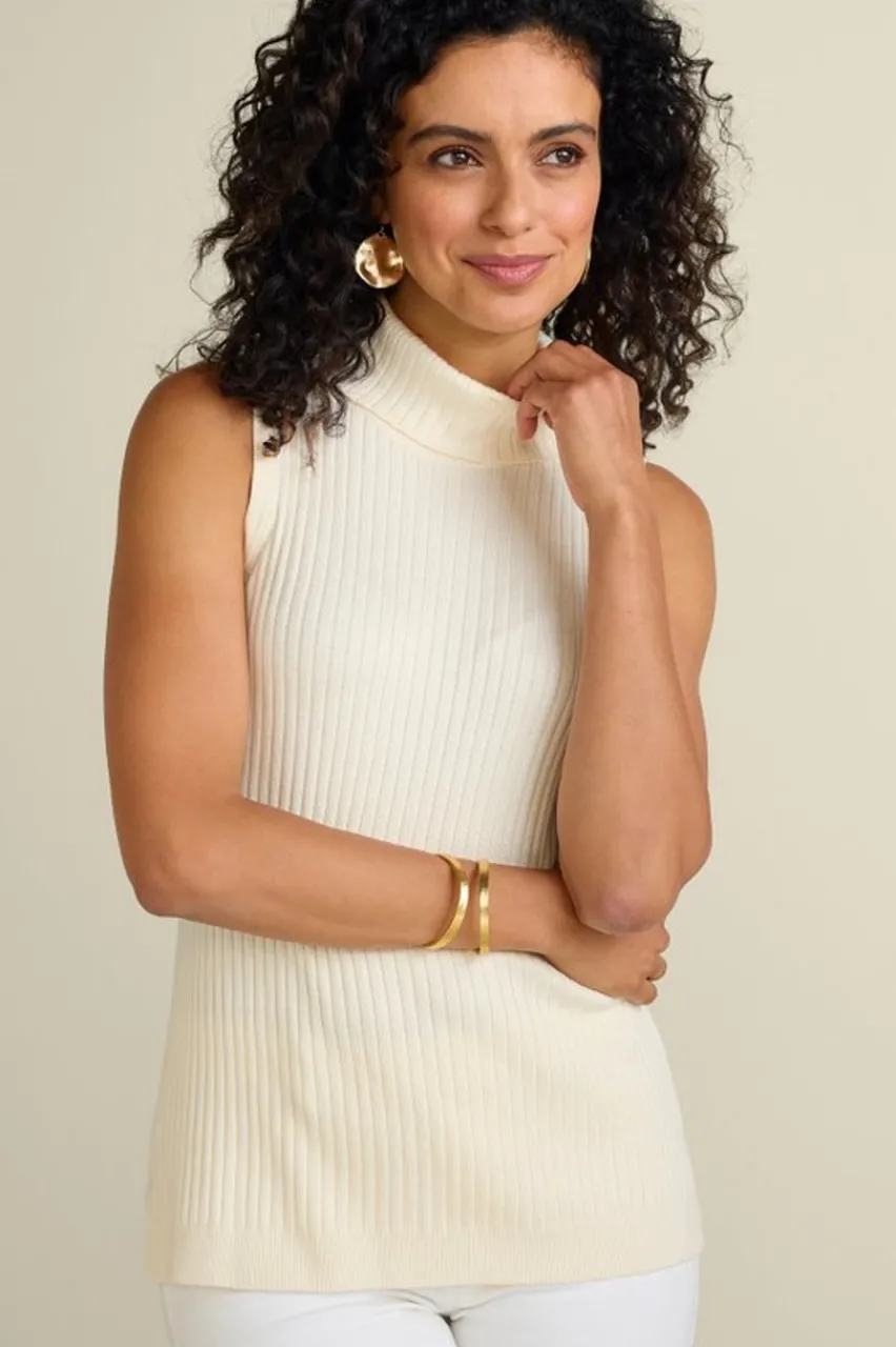 Soft Surroundings Soft Essential Ribbed Turtleneck Tank- Tops|Sweaters & Cardigans