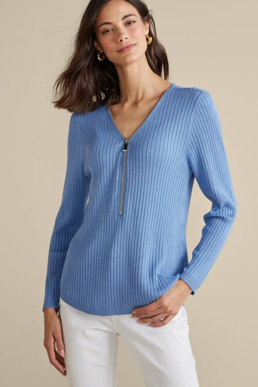 Soft Surroundings Soft Essential Ribbed Valentina Sweater- Tops|Sweaters & Cardigans