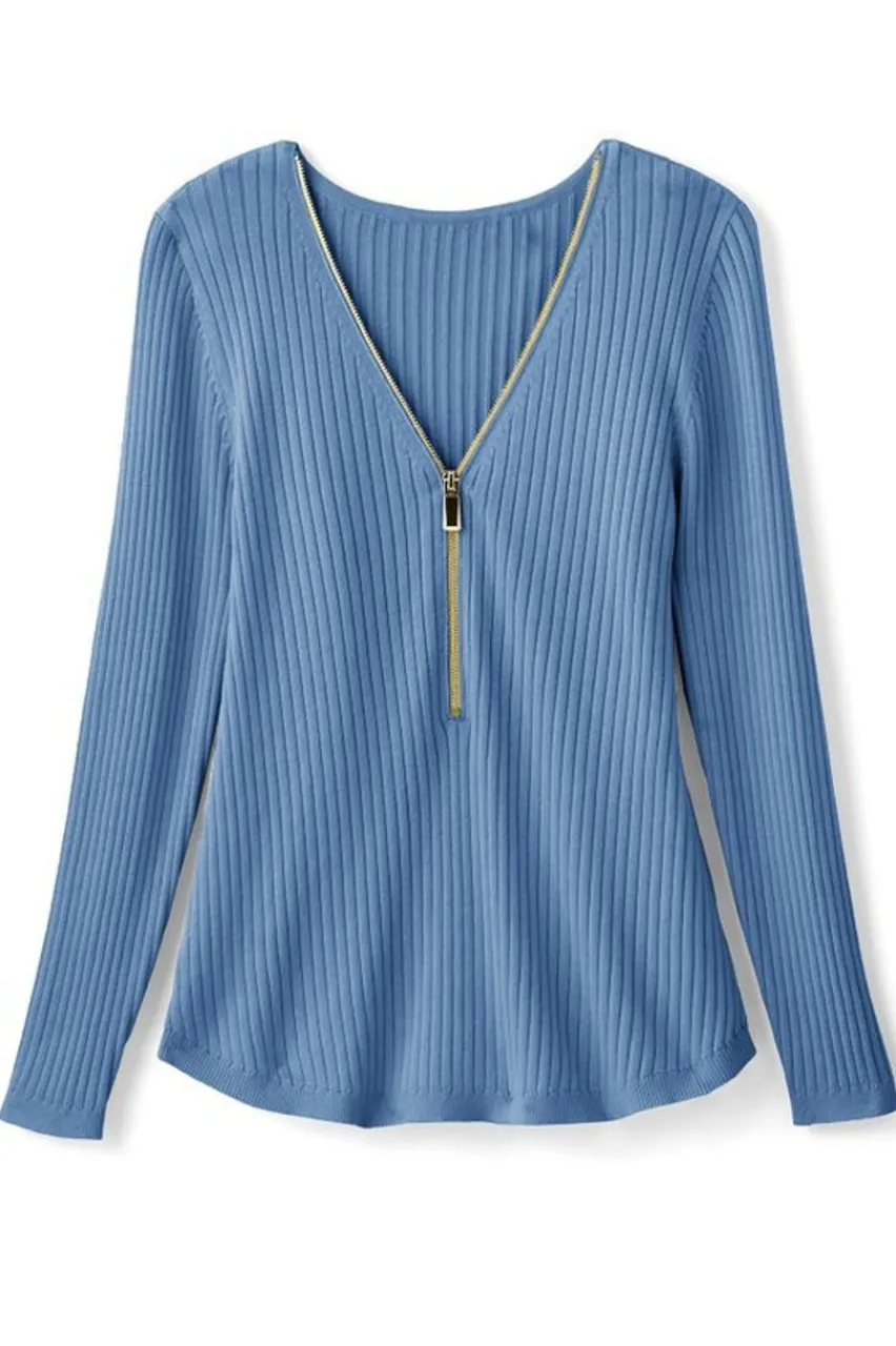 Soft Surroundings Soft Essential Ribbed Valentina Sweater- Tops|Sweaters & Cardigans