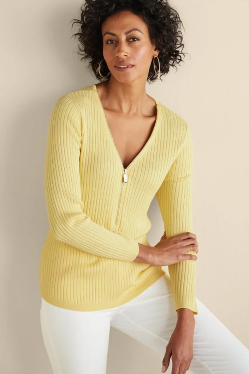 Soft Surroundings Soft Essential Ribbed Valentina Sweater- Tops|Sweaters & Cardigans