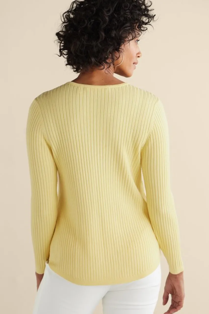 Soft Surroundings Soft Essential Ribbed Valentina Sweater- Tops|Sweaters & Cardigans