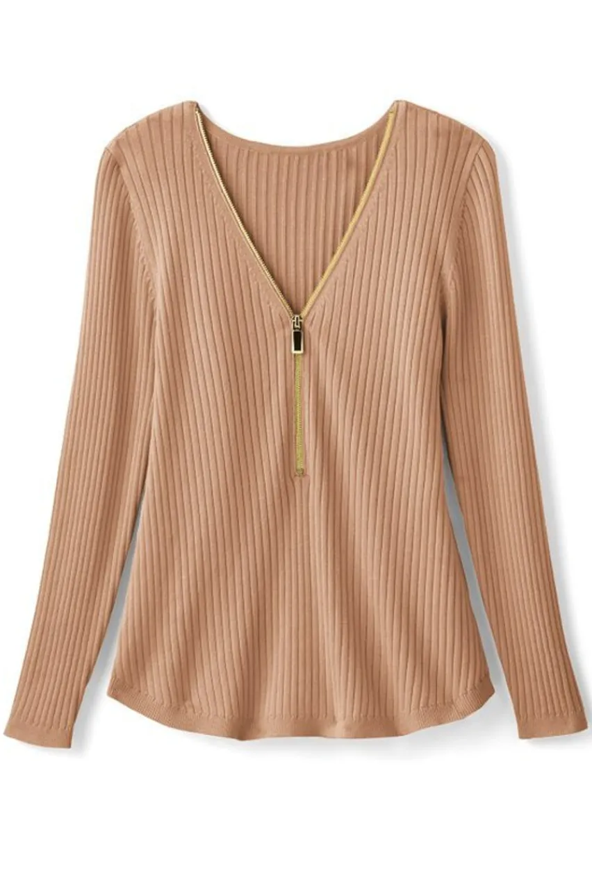 Soft Surroundings Soft Essential Ribbed Valentina Sweater- Tops|Sweaters & Cardigans