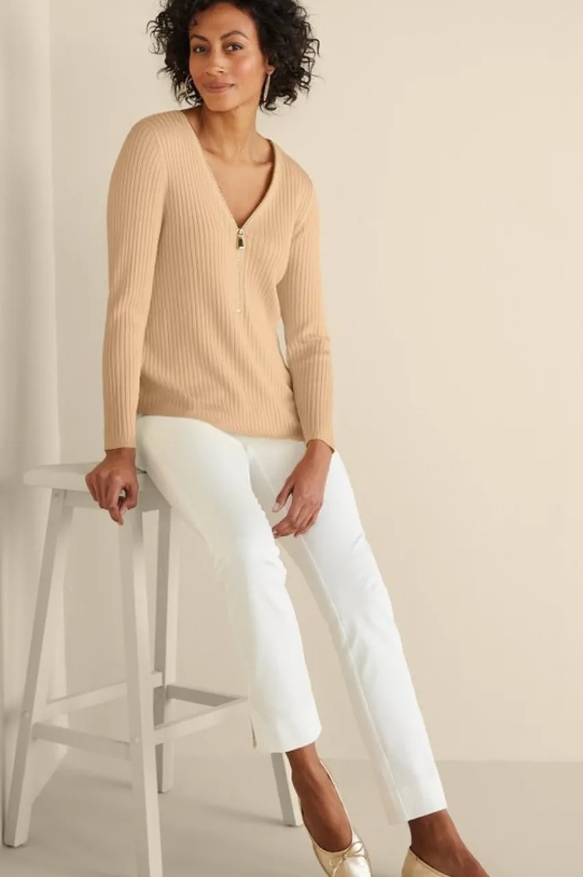 Soft Surroundings Soft Essential Ribbed Valentina Sweater- Tops|Sweaters & Cardigans