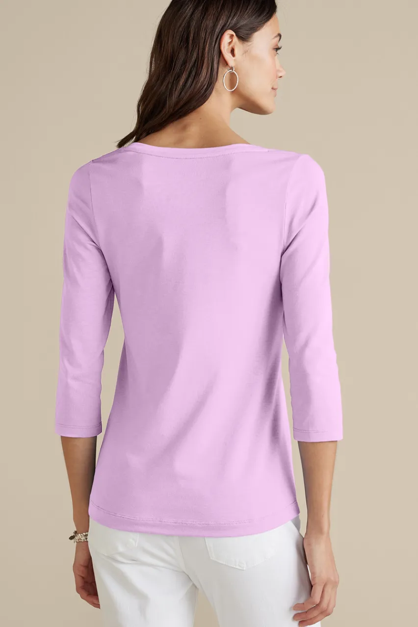 Soft Surroundings Soft Essential Supima 3/4 Sleeve Tee- Tops