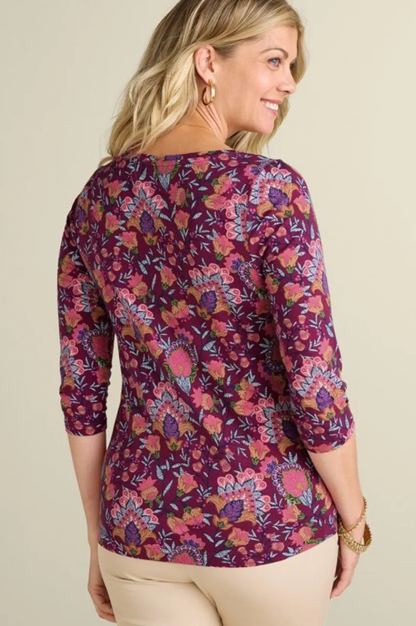 Soft Surroundings Soft Essential Supima 3/4 Sleeve Tee- Tops