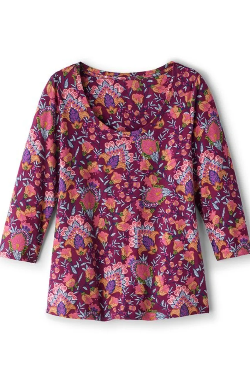 Soft Surroundings Soft Essential Supima 3/4 Sleeve Tee- Tops