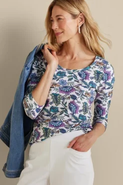 Soft Surroundings Soft Essential Supima 3/4 Sleeve Tee- Tops