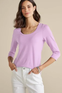 Soft Surroundings Soft Essential Supima 3/4 Sleeve Tee- Tops