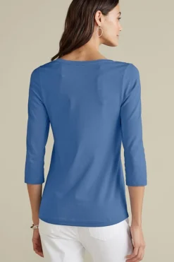 Soft Surroundings Soft Essential Supima 3/4 Sleeve Tee I- Tops