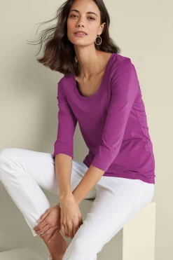 Soft Surroundings Soft Essential Supima 3/4 Sleeve Tee I- Tops