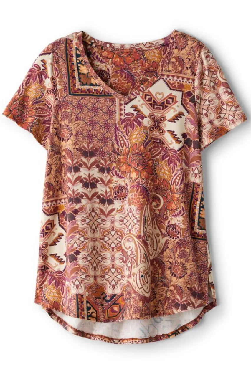 Soft Surroundings Soft Essential Supima Isabel Short Sleeve Tunic- Tops|Tunics & Leggings