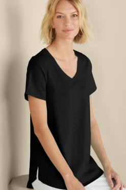 Soft Surroundings Soft Essential Supima Isabel Short Sleeve Tunic- Tops|Tunics & Leggings