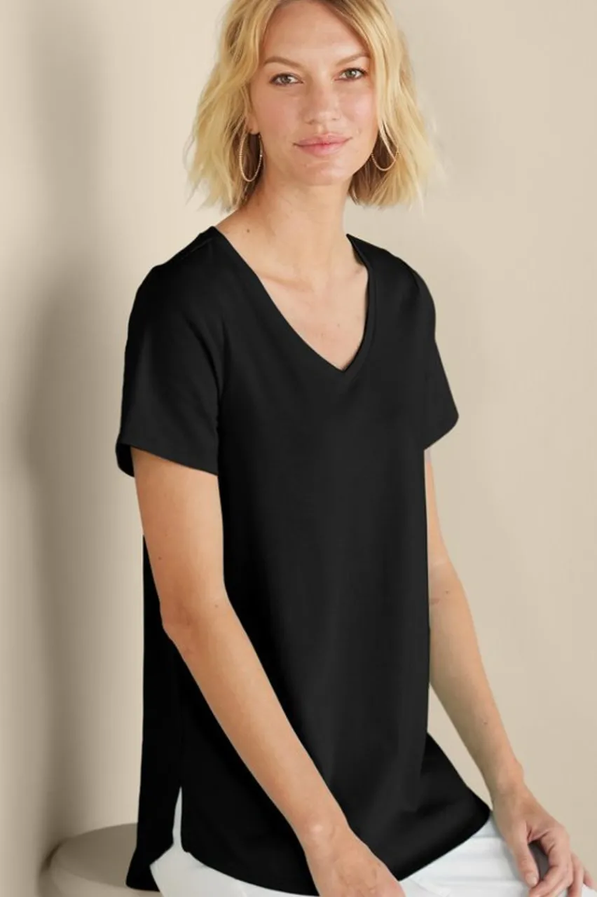 Soft Surroundings Soft Essential Supima Isabel Short Sleeve Tunic- Tops|Tunics & Leggings