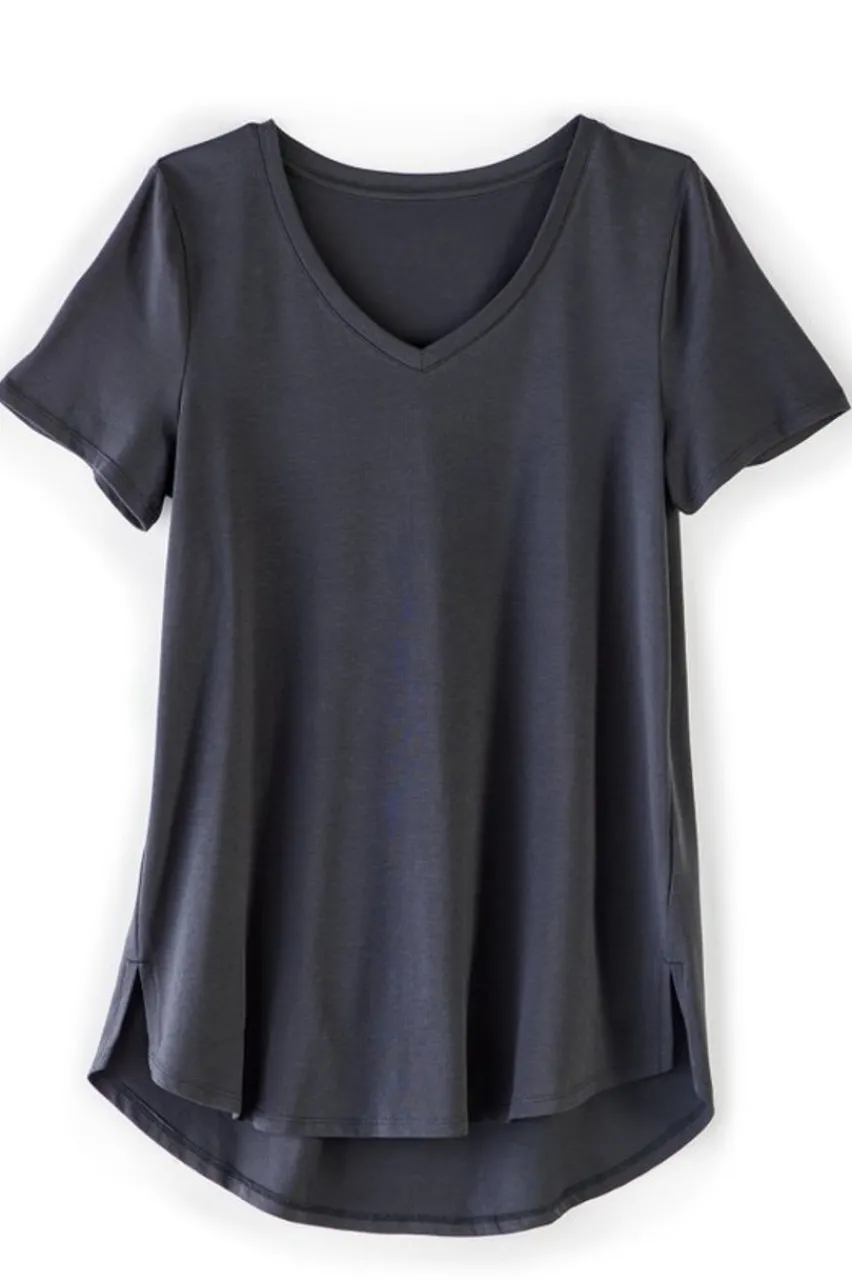 Soft Surroundings Soft Essential Supima Isabel Short Sleeve Tunic- Tops|Tunics & Leggings
