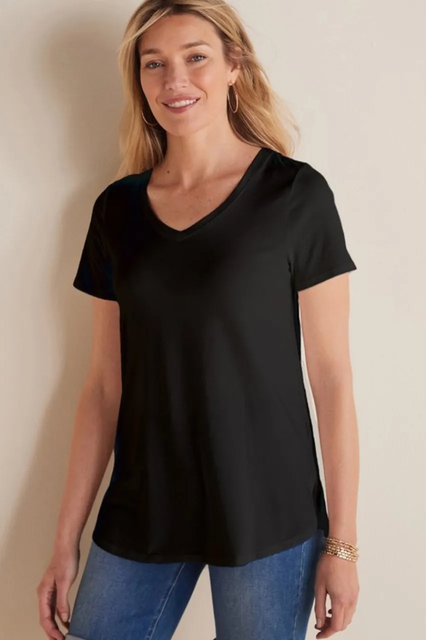 Soft Surroundings Soft Essential Supima Isabel Short Sleeve Tunic- Tops|Tunics & Leggings