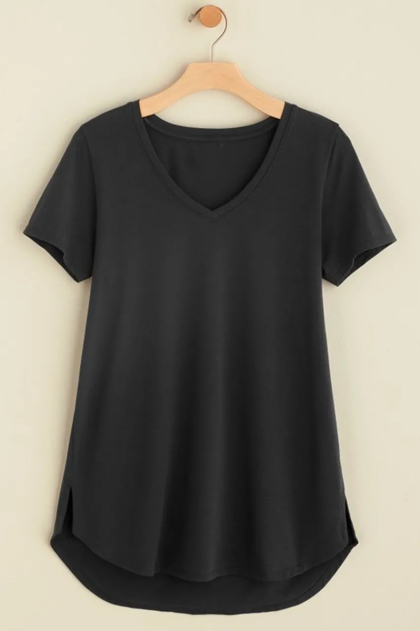 Soft Surroundings Soft Essential Supima Isabel Short Sleeve Tunic- Tops|Tunics & Leggings