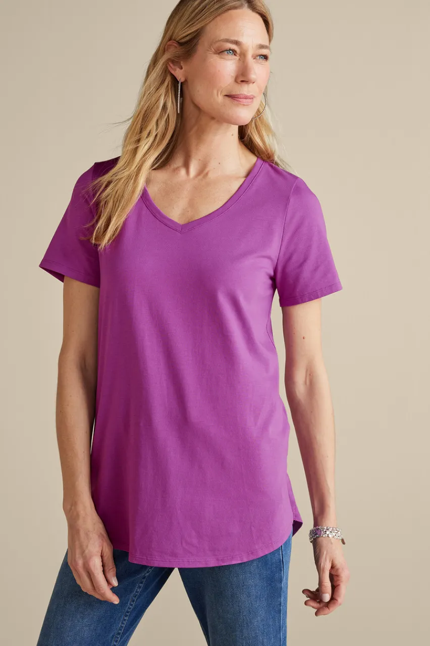 Soft Surroundings Soft Essential Supima Isabel Short Sleeve Tunic- Tops|Tunics & Leggings
