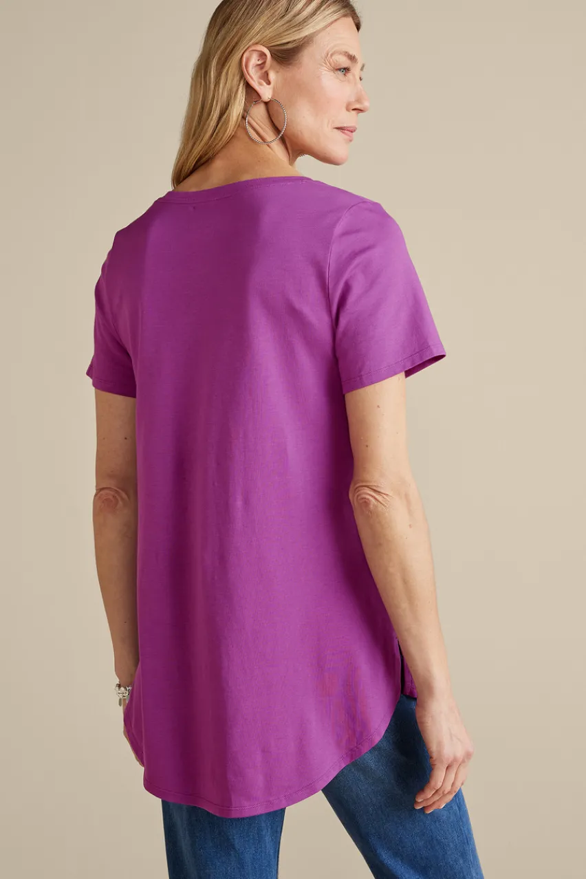 Soft Surroundings Soft Essential Supima Isabel Short Sleeve Tunic- Tops|Tunics & Leggings