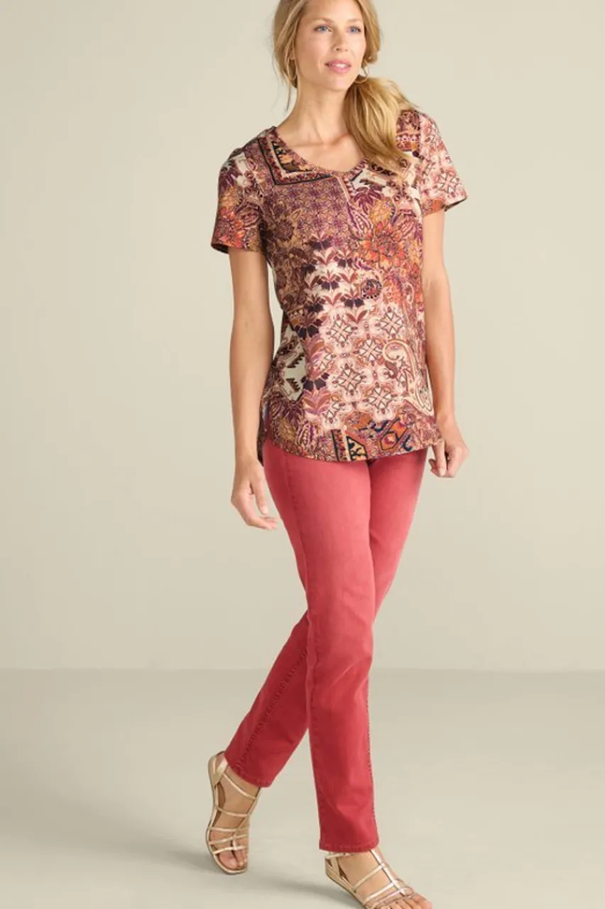 Soft Surroundings Soft Essential Supima Isabel Short Sleeve Tunic- Tops|Tunics & Leggings