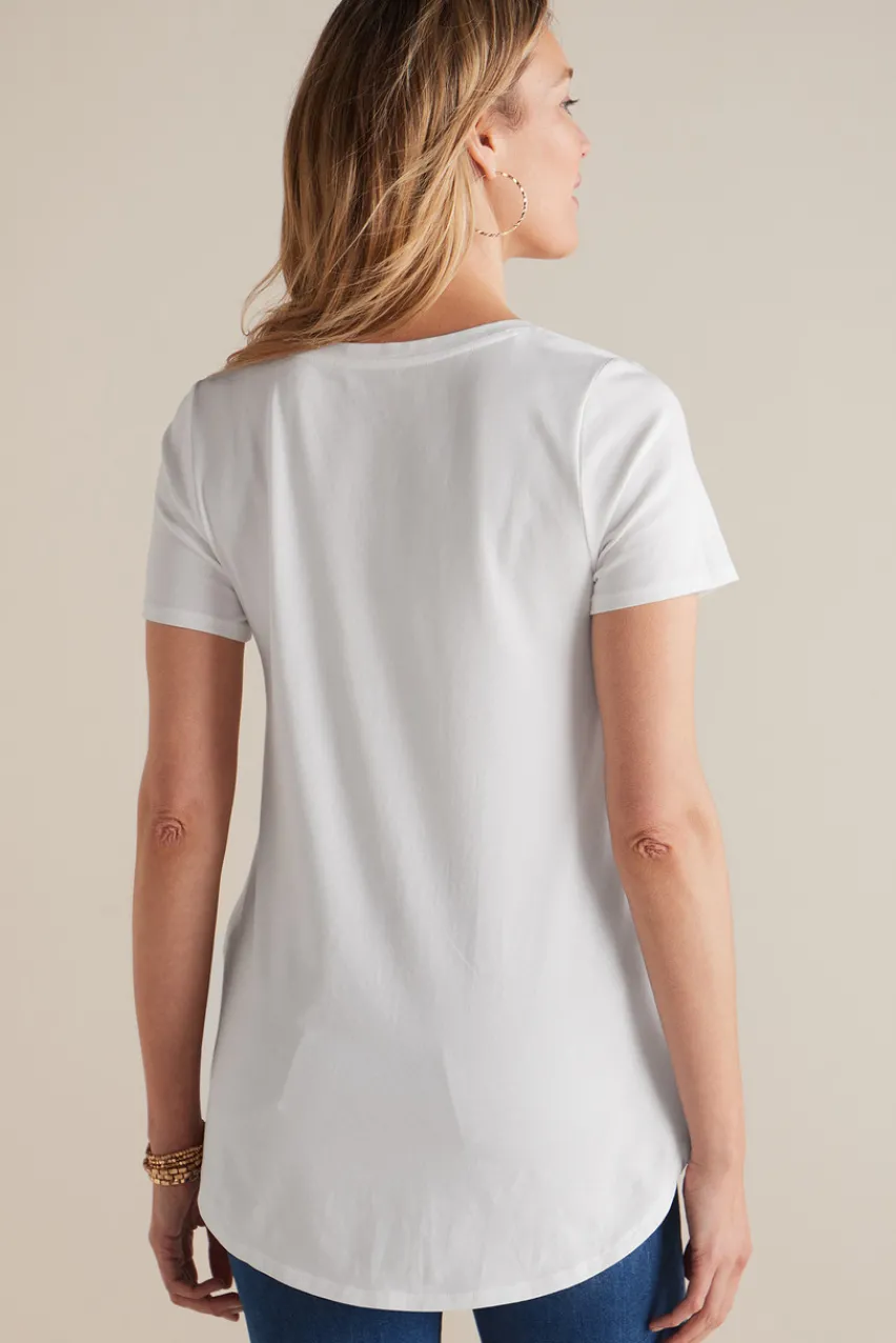Soft Surroundings Soft Essential Supima Isabel Short Sleeve Tunic- Tops|Tunics & Leggings