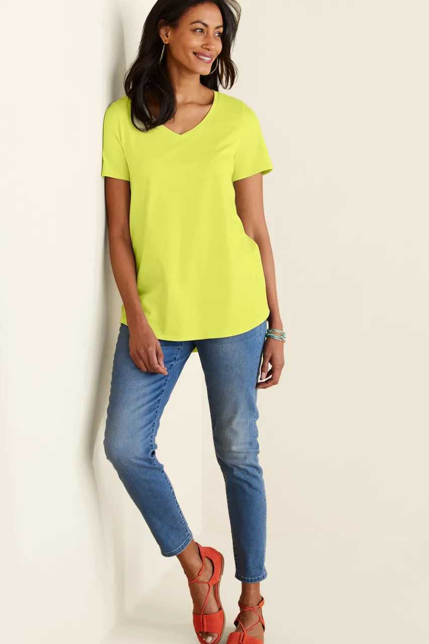 Soft Surroundings Soft Essential Supima Isabel Short Sleeve Tunic- Tops|Tunics & Leggings