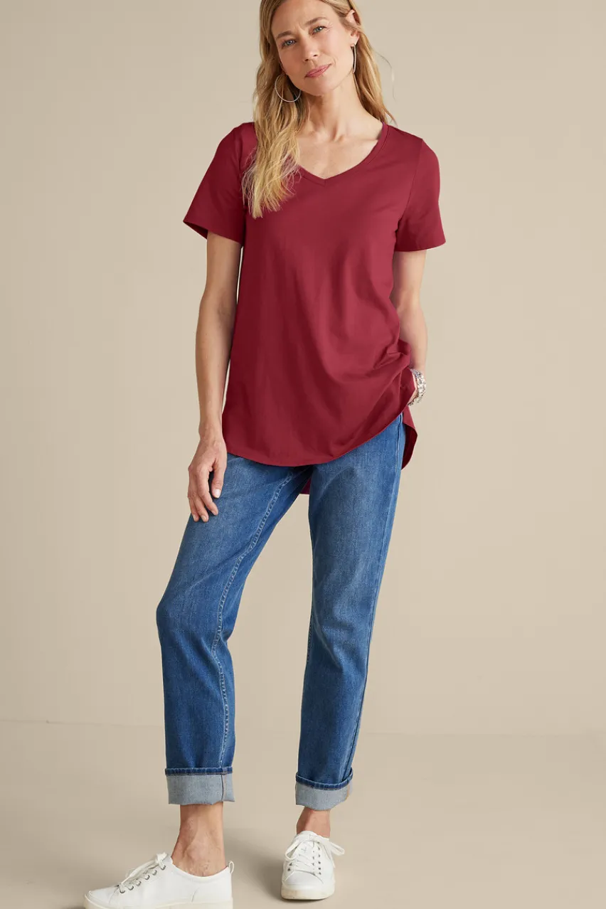 Soft Surroundings Soft Essential Supima Isabel Short Sleeve Tunic- Tops|Tunics & Leggings