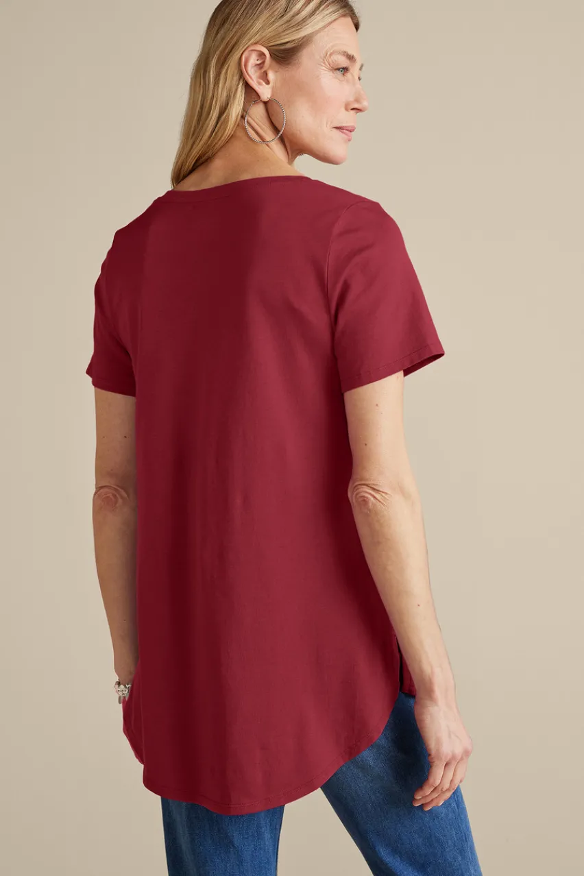 Soft Surroundings Soft Essential Supima Isabel Short Sleeve Tunic- Tops|Tunics & Leggings