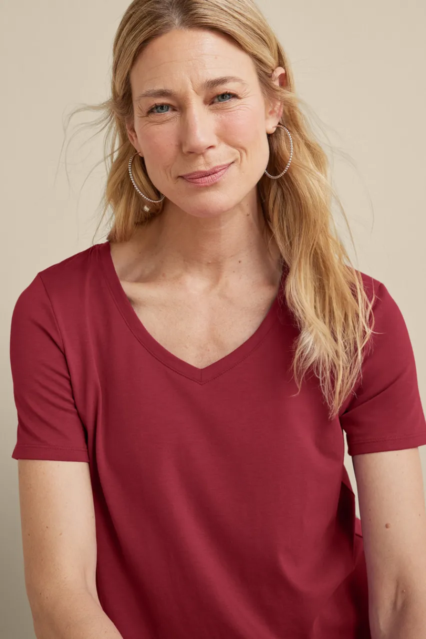 Soft Surroundings Soft Essential Supima Isabel Short Sleeve Tunic- Tops|Tunics & Leggings