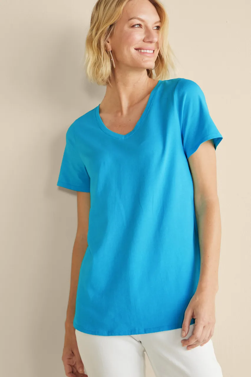 Soft Surroundings Soft Essential Supima Isabel Short Sleeve Tunic- Tops|Tunics & Leggings