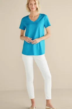 Soft Surroundings Soft Essential Supima Isabel Short Sleeve Tunic- Tops|Tunics & Leggings
