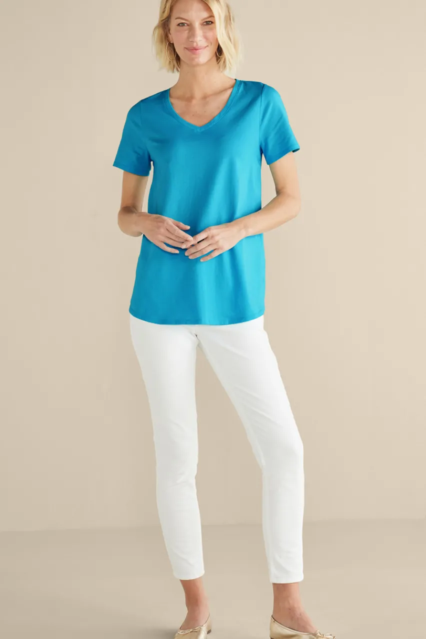 Soft Surroundings Soft Essential Supima Isabel Short Sleeve Tunic- Tops|Tunics & Leggings
